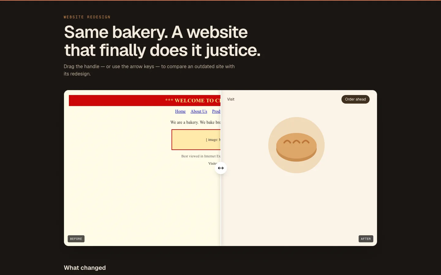 Crumb Bakery redesign concept demo screenshot