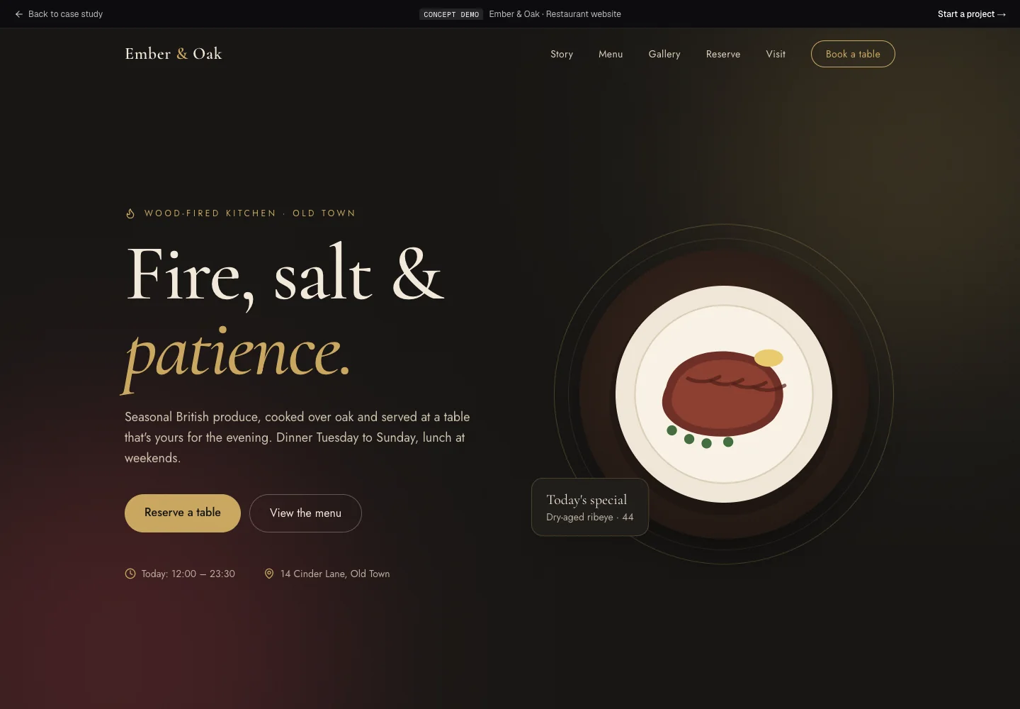 Ember & Oak concept website