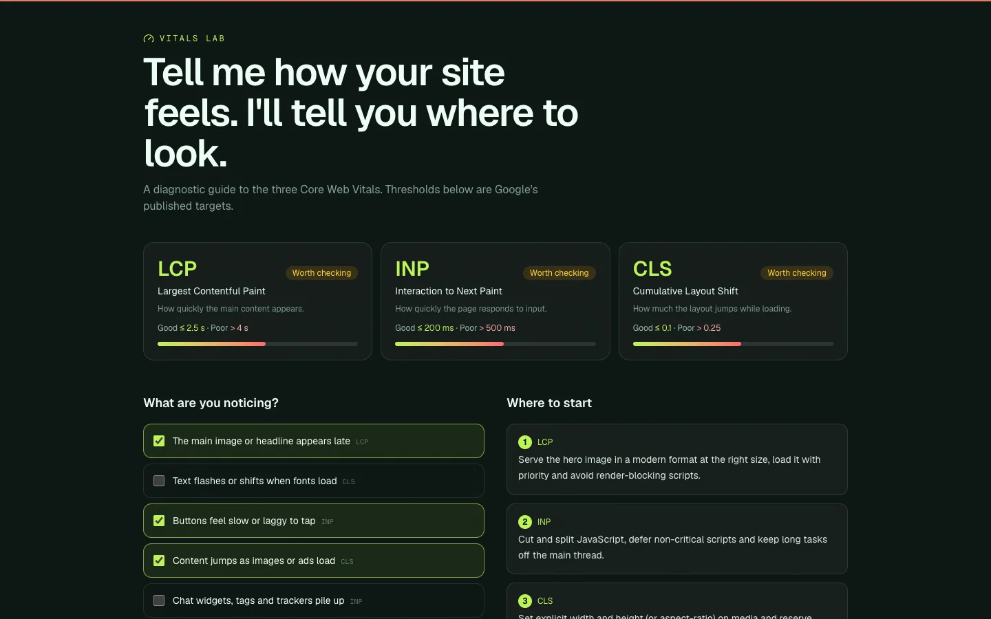 Vitals Lab concept demo screenshot