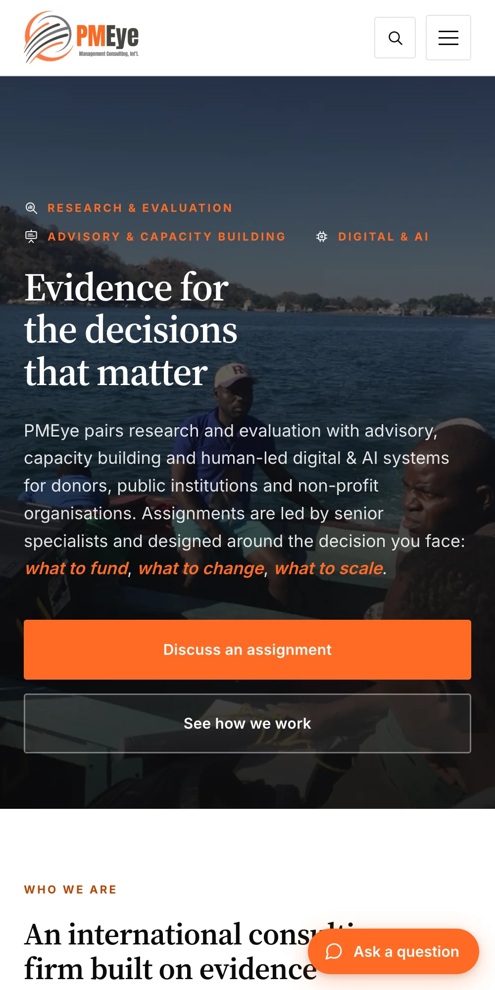 PMEye Management Consulting on a phone